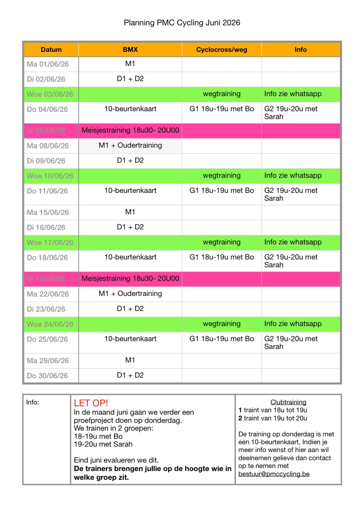 Planning Juni 2026