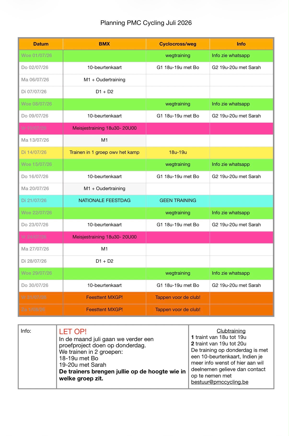 Planning Juli 2026