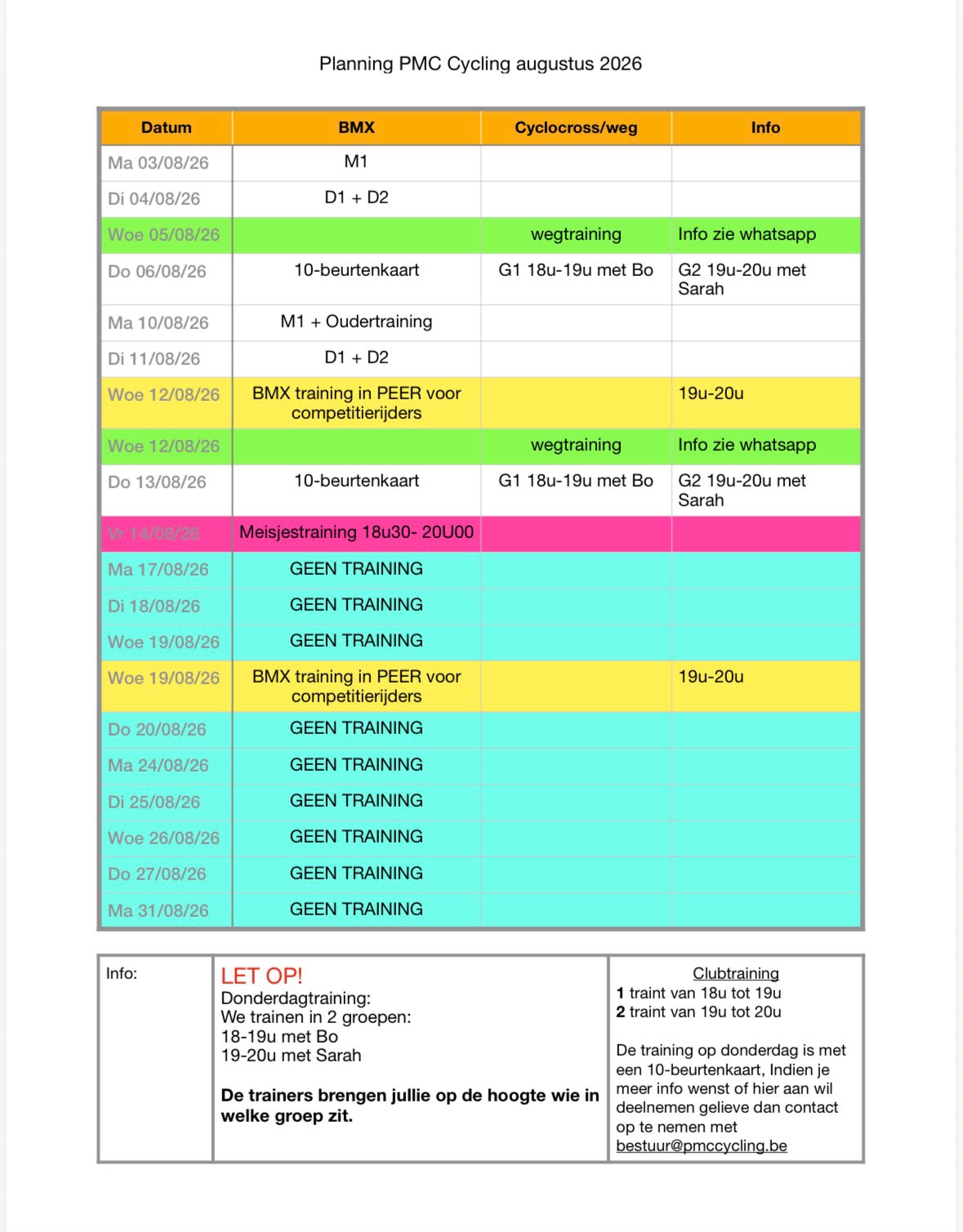 Planning Augustus 2026