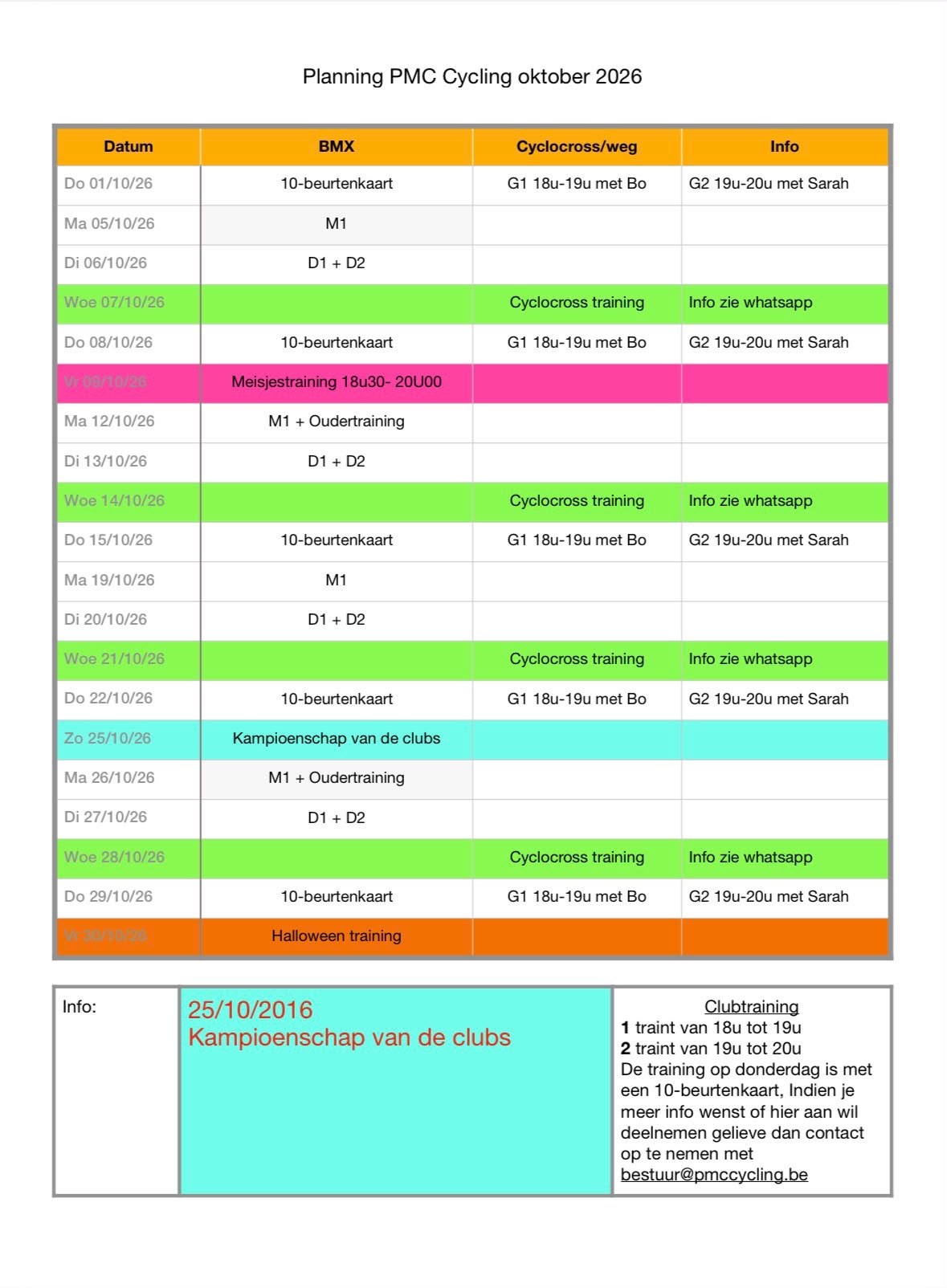 Planning Oktober 2026